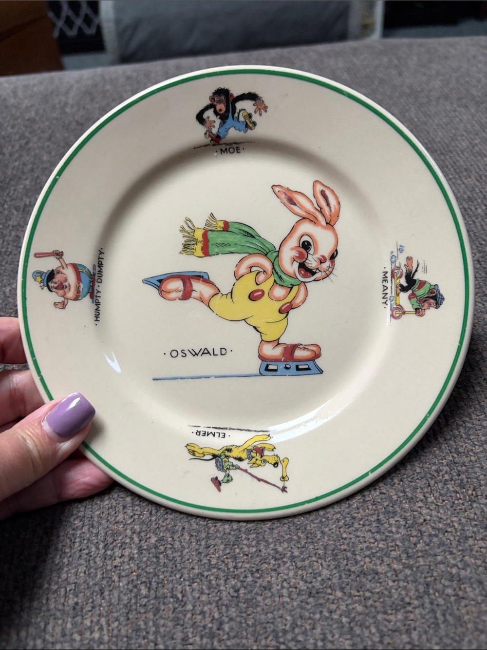 1946 Santone Oswald the Bunny Rabbit Kids Plate